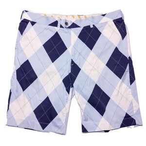 LOUDMOUTH GOLF Men's Shorts Argyle Diamond UNC Blue ~ Fits 40
